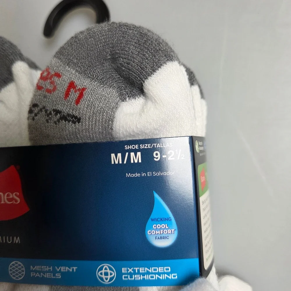 Hanes Premium Boys No Show‎ Socks 10 Pair Pack X-Temp Breathable Size M 9-2.5